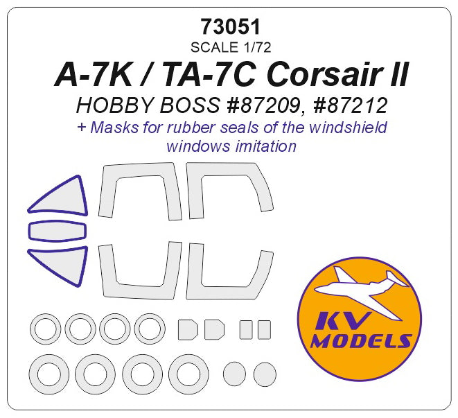 KV Models KV73051 A-7K/TA-7C Corsair II Wheels & Canopy Masks 1:72