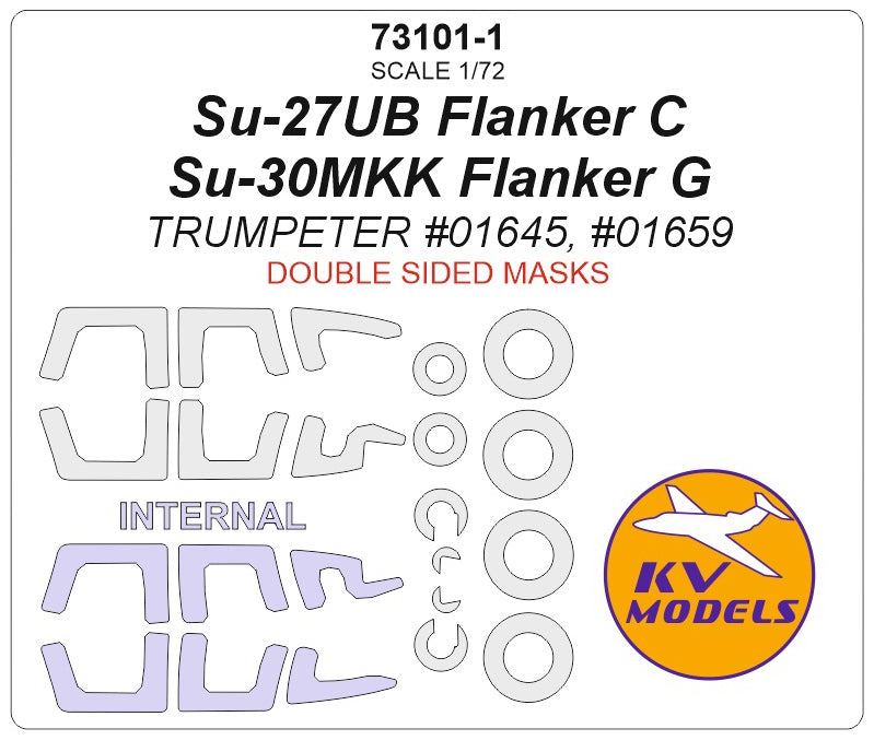 KV Models KV73101-1 Su-27UB/Su-30MKK Wheels & Canopy Masks 1:72