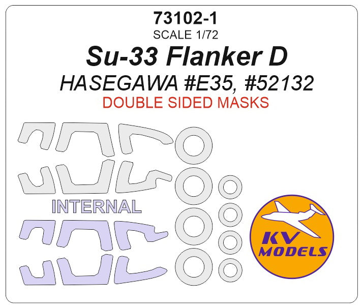 KV Models KV73102-1 1:72 Sukhoi Su-33 Flanker D wheels & canopy frame paint mask
