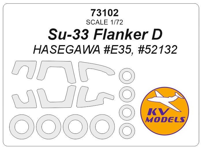 KV Models KV73102 1:72 Sukhoi Su-33 Flanker D wheels & canopy frame paint masks