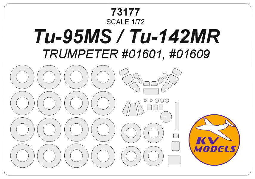 KV Models KV73177 1:72 Tu-95MS / Tu-142MR wheels and canopy frame paint masks