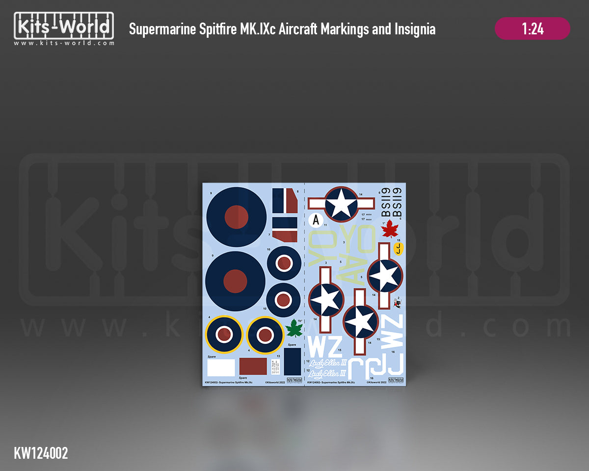 Kits-World KW124002 Spitfire Mk.IXc BS119 401 Sqn Decals 1:24