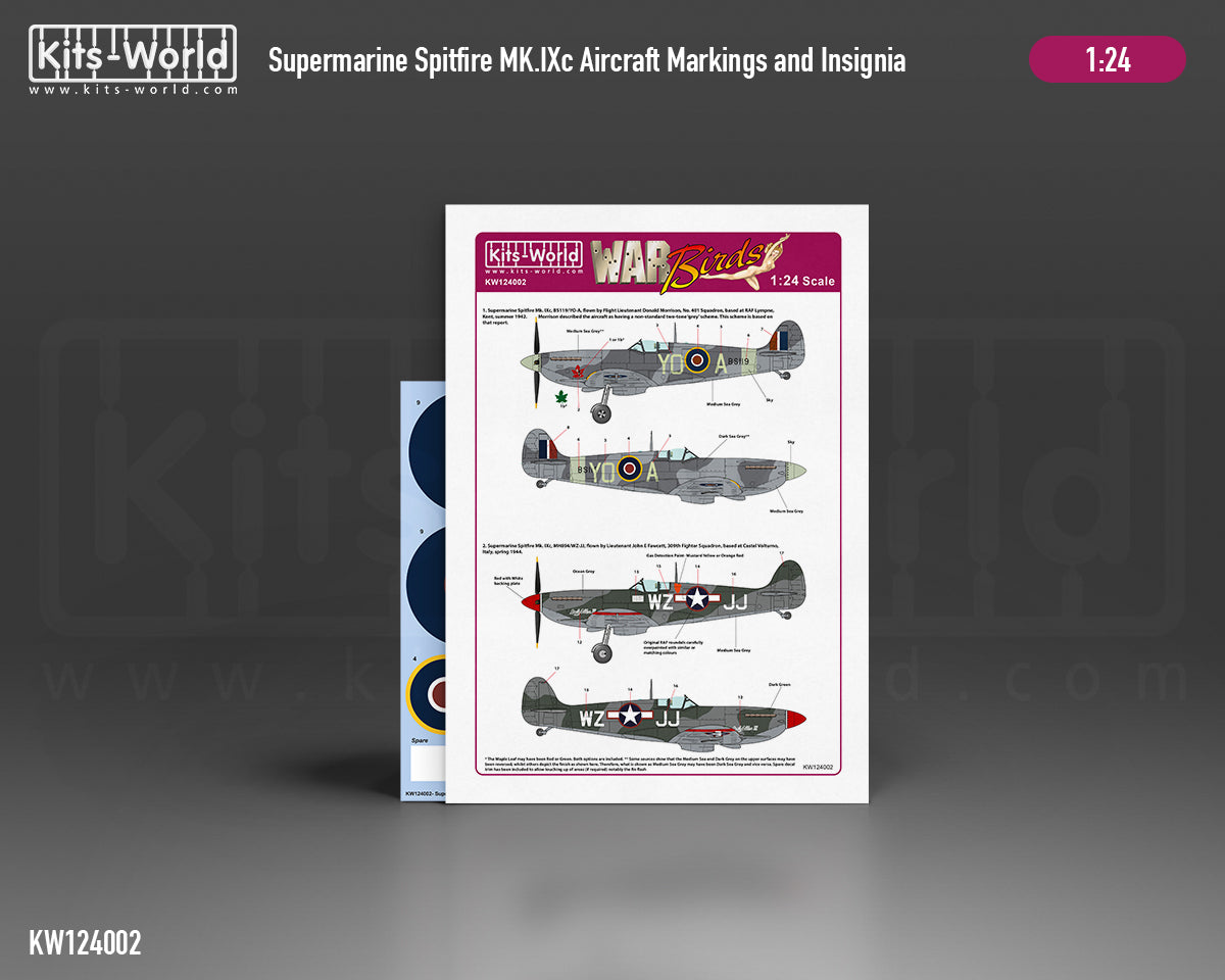 Kits-World KW124002 Spitfire Mk.IXc BS119 401 Sqn Decals 1:24