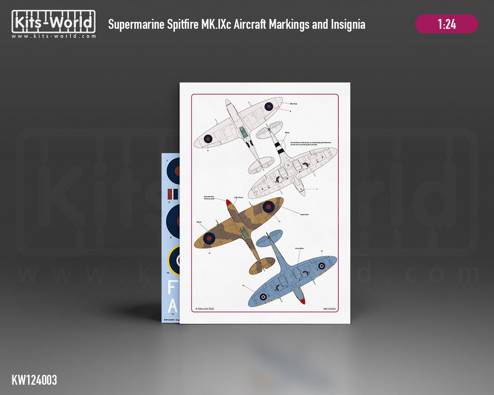 Kits-World KW124003 Spitfire Mk.IXc MK915 No. 16 Sqn Decals 1:24