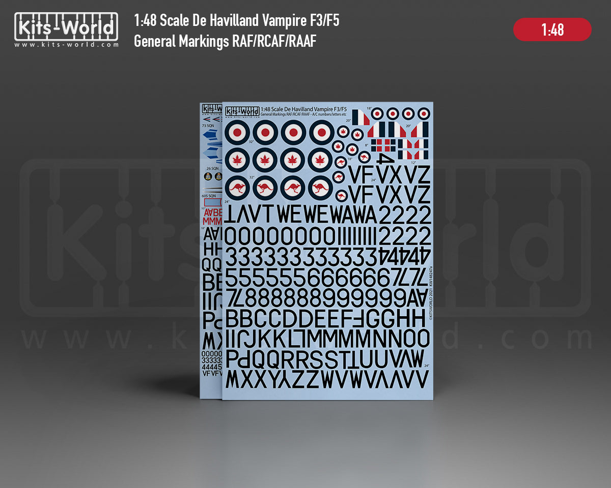 Kits-World KW148247AB de Havilland Vampire Mk.3/Mk.5 Decals 1:48