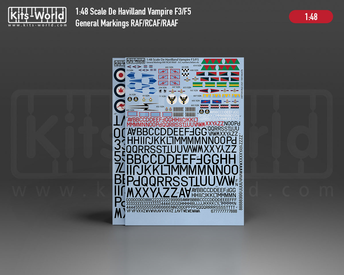 Kits-World KW148247AB de Havilland Vampire Mk.3/Mk.5 Decals 1:48