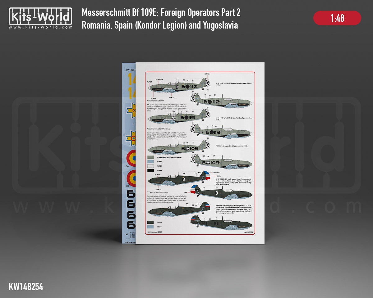Kits-World KW148254 1:48 Messerschmitt Bf-109E Foreign Operators Part Two 11