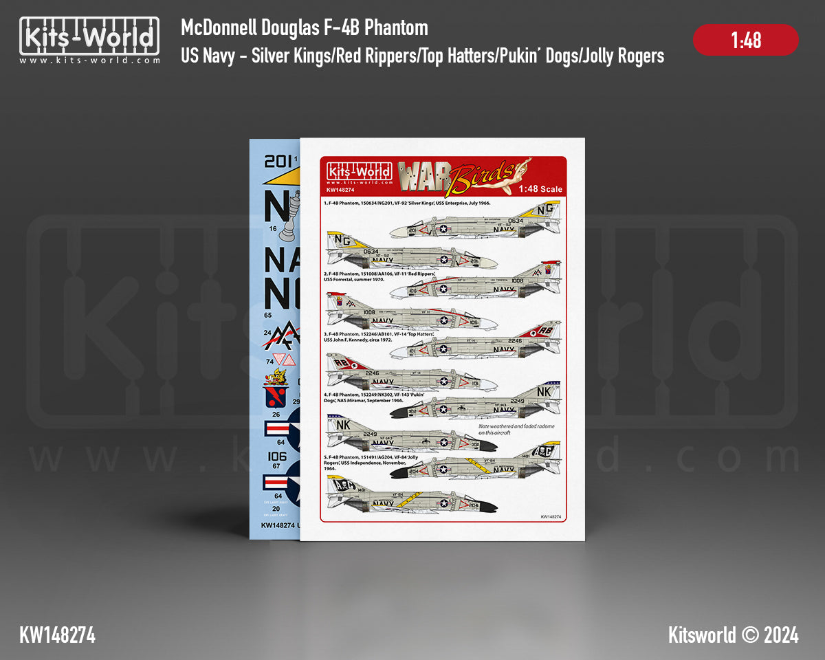 Kits-World KW148274 F-4B Phantom VF-92 Silver Kings USS Enterprise 1:48