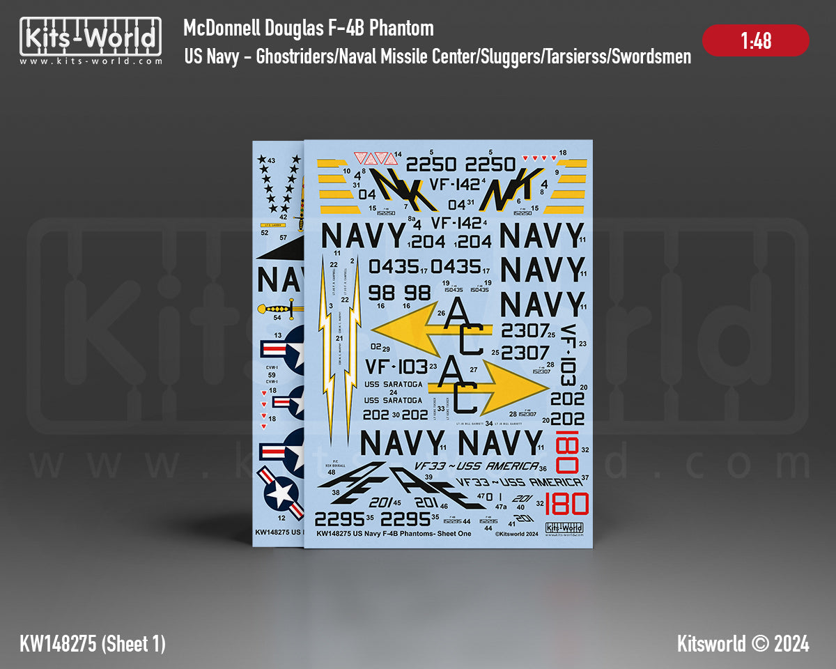 Kits-World KW148275 F-4B Phantom VF-142 Ghostriders USS Constell 1:48