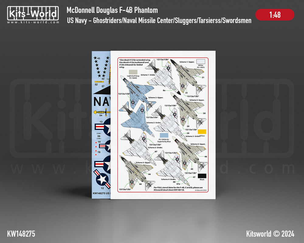 Kits-World KW148275 F-4B Phantom VF-142 Ghostriders USS Constell 1:48