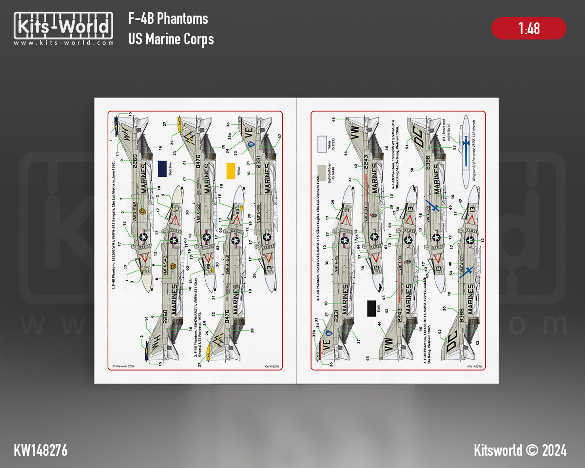 Kits-World KW148276 F-4B Phantom VMFA-542 Bengals Chu Lai 1:48