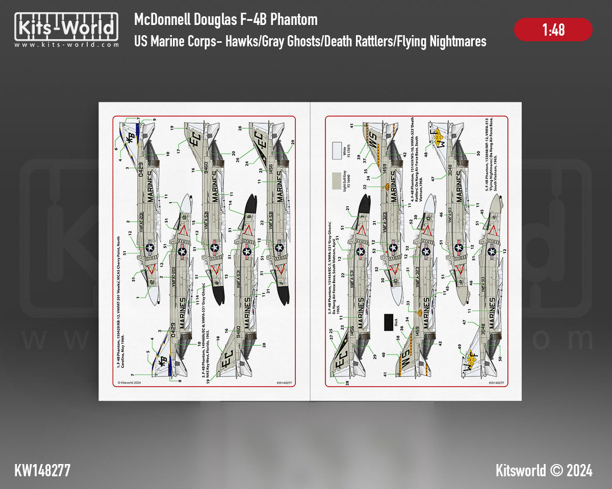 Kits-World KW148277 F-4B Phantom VMFAT-201 Hawks Cherry Point 1:48