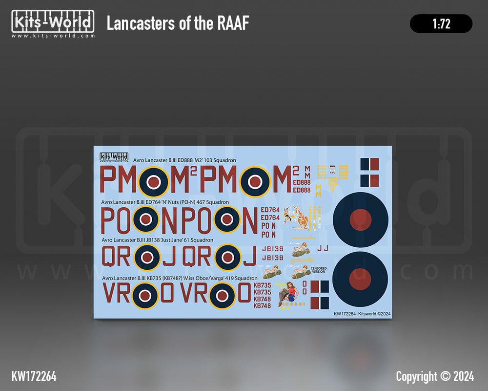 Kits-World KW172264 1:72 Avro Lancaster B.III ED888 'M2' 103 Squadron