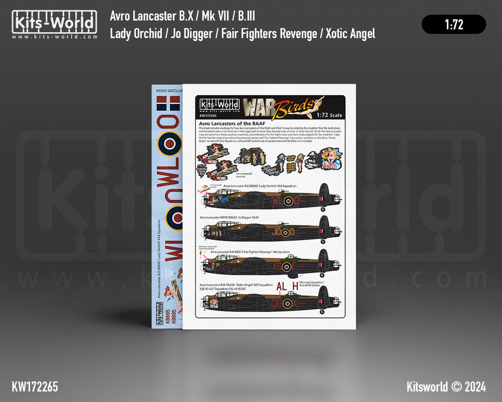 Kits-World KW172265 1:72 Avro Lancaster B.X KB895 'Lady Orchid' 434 Squadron