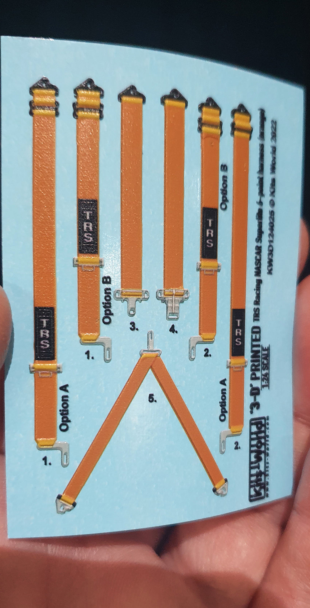Kits-World KW3D124025 1:24 TRS Racing Nascar Superlite 6-Point Harness 'Orange'.