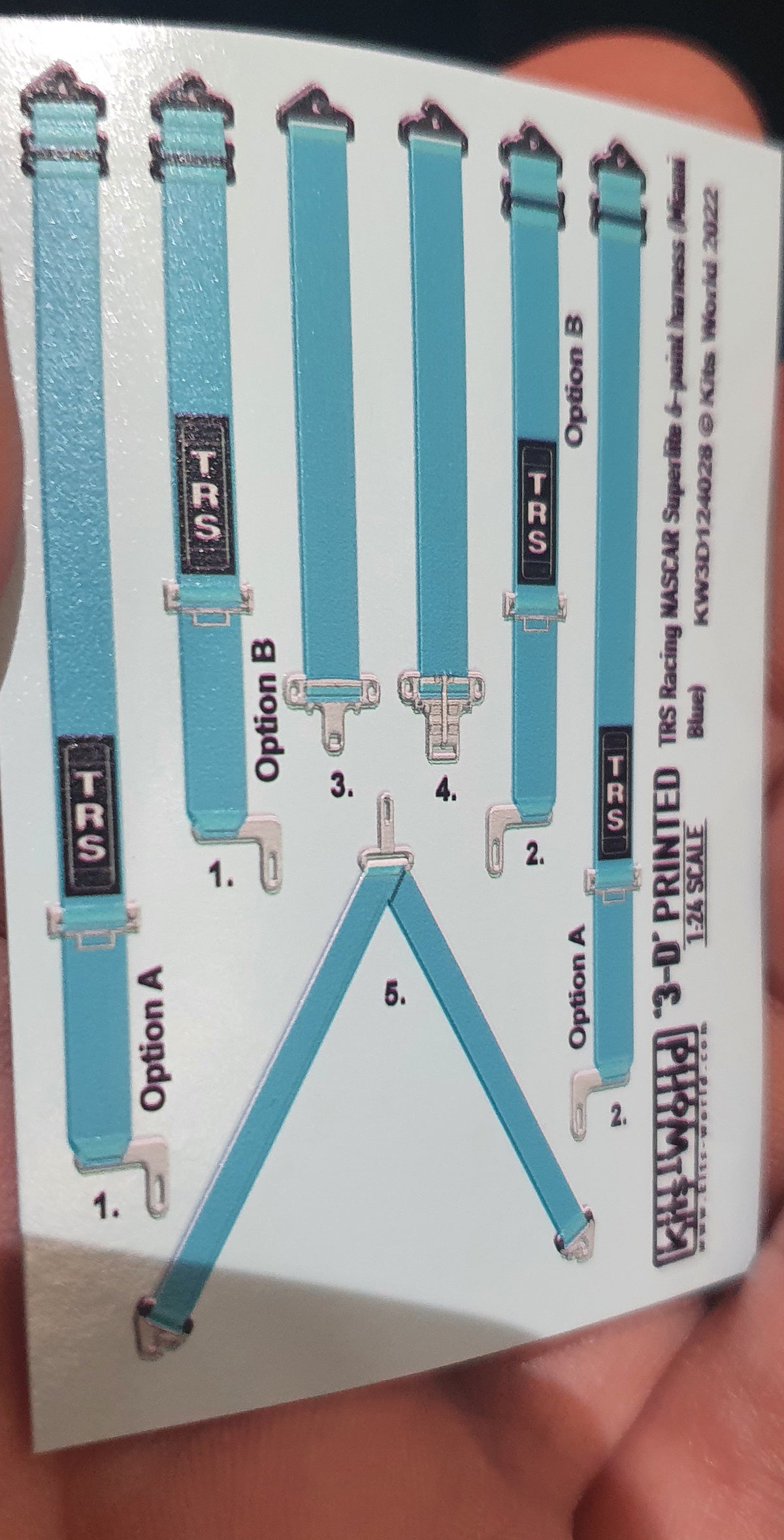 Kits-World KW3D124028 1:24 TRS Racing Nascar Superlite 6-Point Harness  Blue
