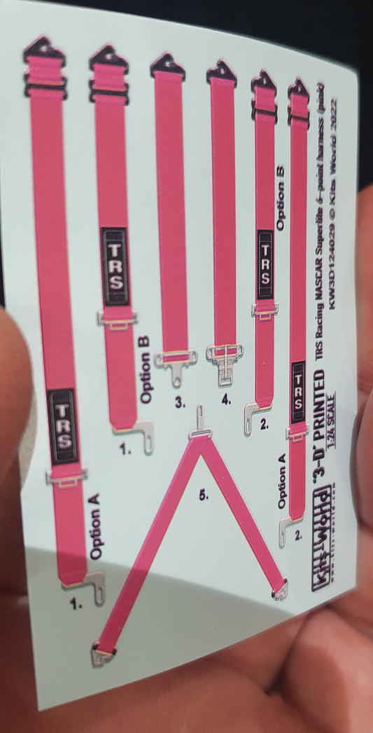 Kits-World KW3D124029 1:24 TRS Racing Nascar Superlite 6-Point Harness 'Pink'.