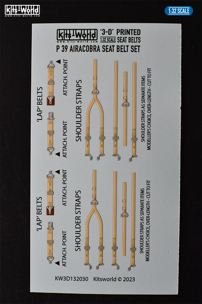 Kits-World KW3D132030 Bell P-39Q/N Airacobra 3D Seat Belts 1:32