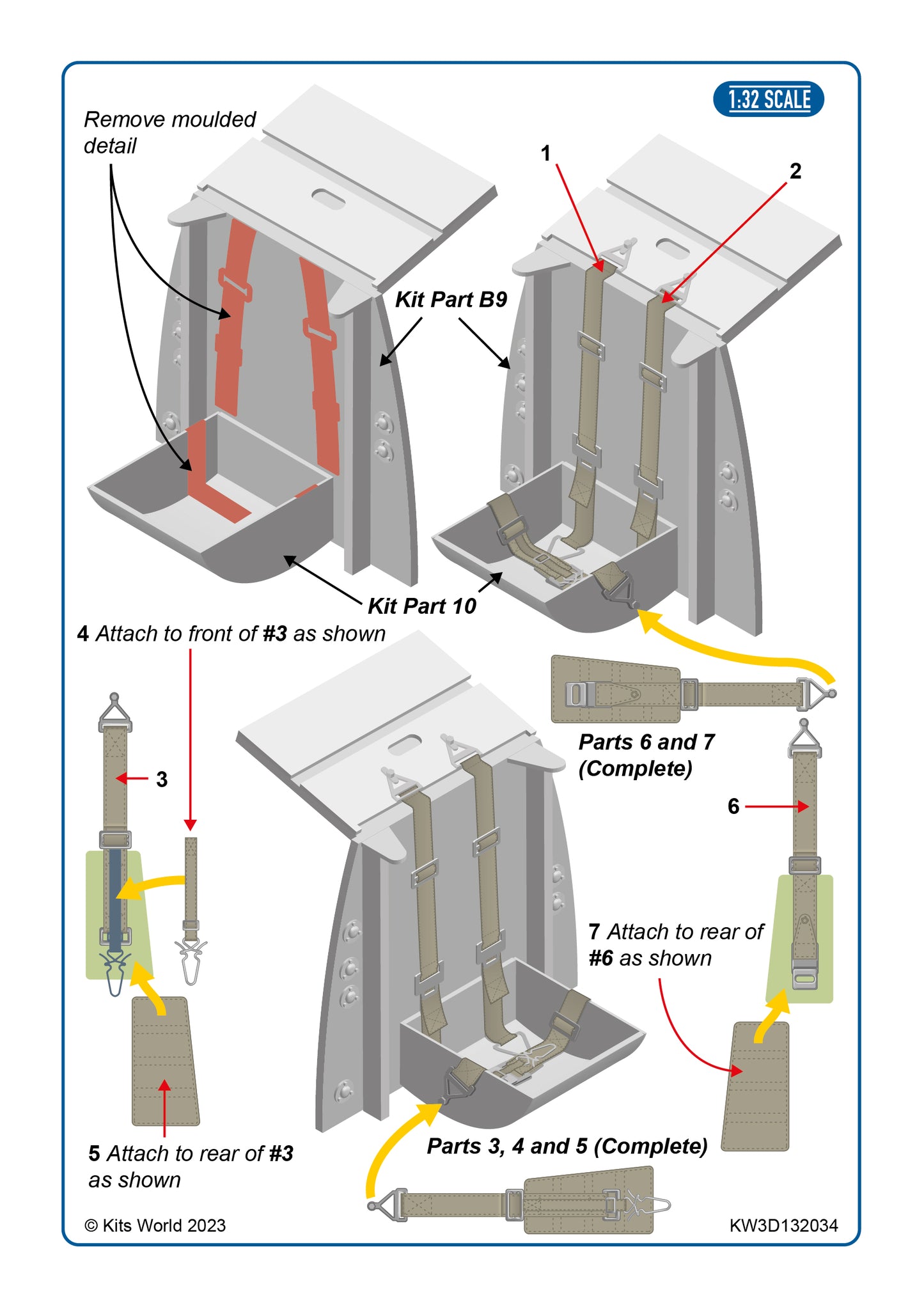 Kits-World KW3D132034 1:32 Messerschmitt Bf-109G-2 & Bf-109G-4 seatbelts