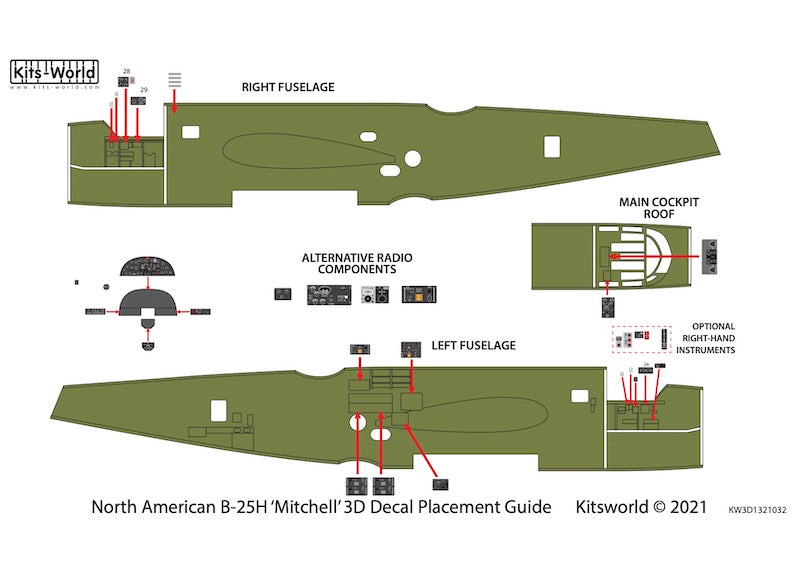 Kits-World KW3D1321032 1:32 North-American B-25H Mitchell