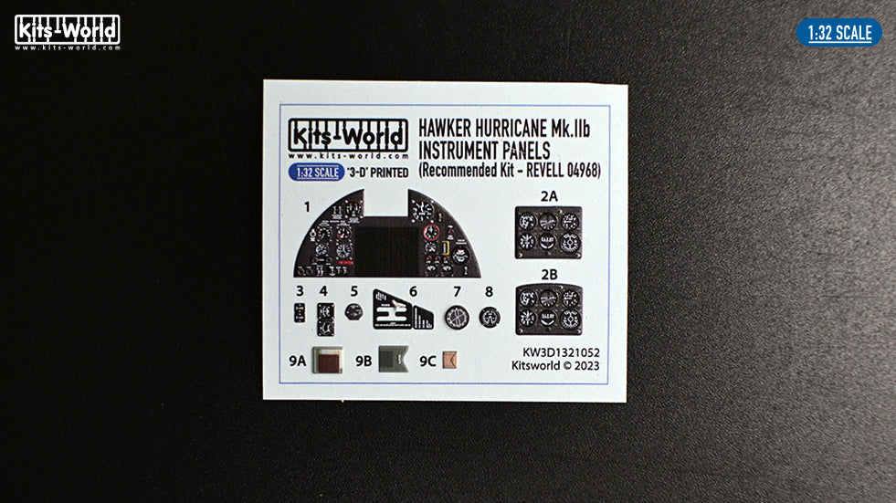 Kits-World KW3D1321052 1:32 Hawker Hurricane Mk.IIb 3D Full colour Instr. Panel