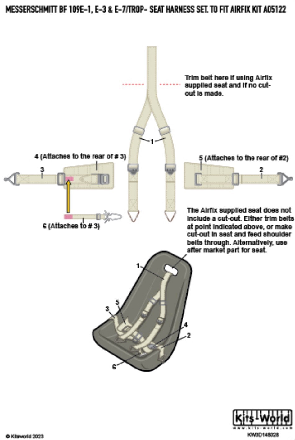 Kits-World KW3D148028 Messerschmitt Bf-109E-1/3 3D Seat Belts 1:48