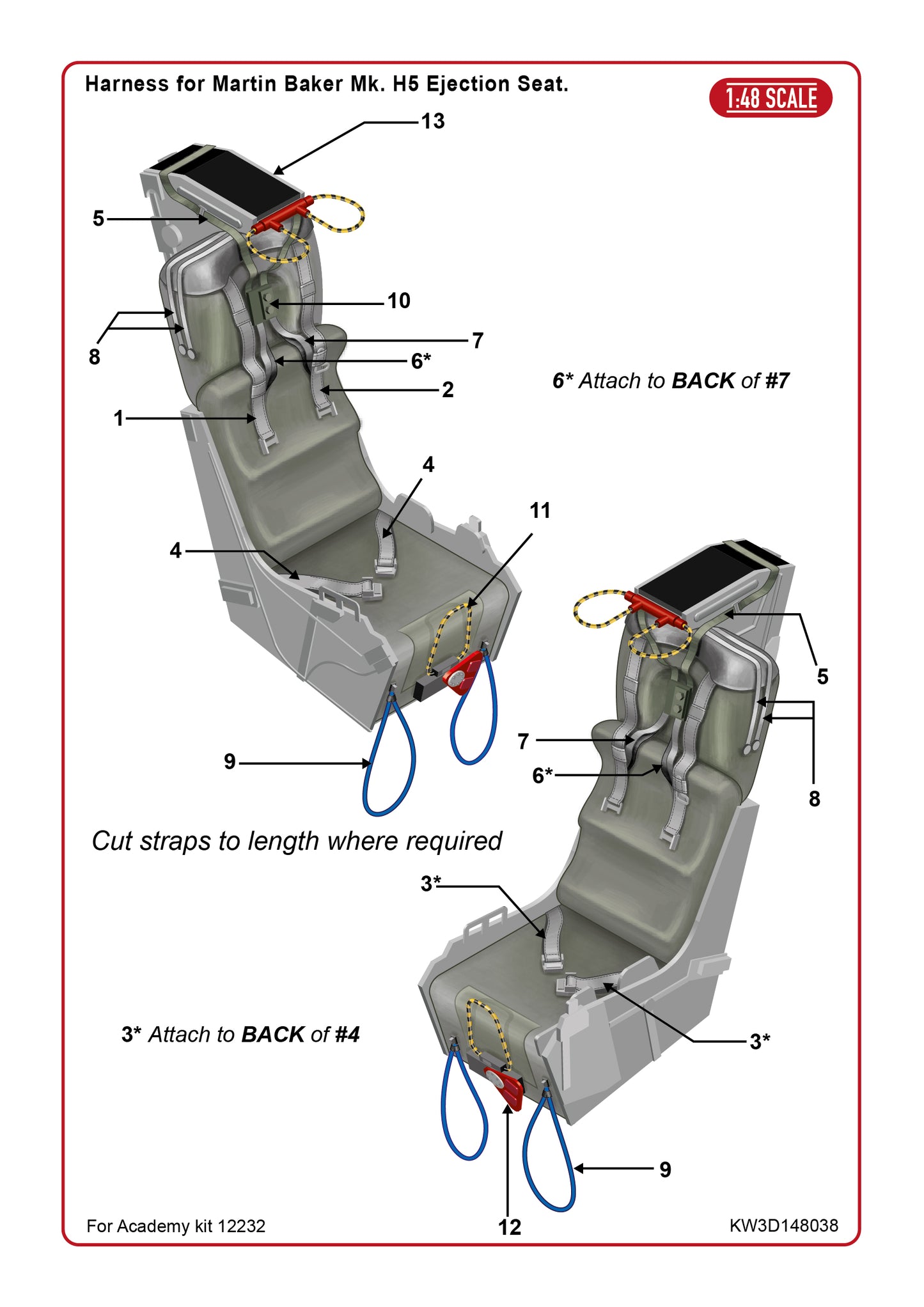 Kits-World KW3D148038 F-4B Phantom II MB Mk.H5 Seat Harness 1:48