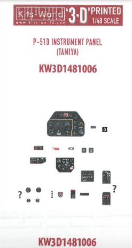 Kits-World KW3D1481006 1:48 North-American P-51D 3D Full colour Instrument Panel