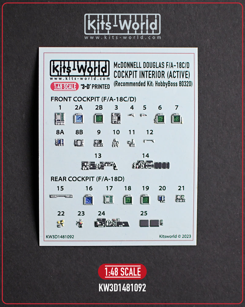 Kits-World KW3D1481092 F/A-18C/D Hornet Cockpit Interior Set 1:48