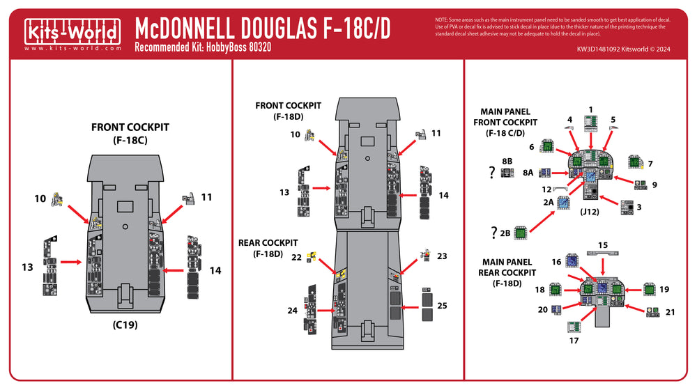 Kits-World KW3D1481092 F/A-18C/D Hornet Cockpit Interior Set 1:48