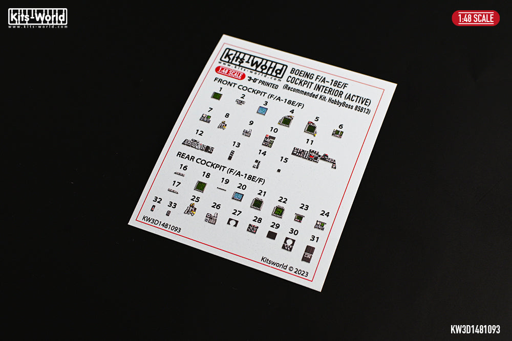 Kits-World KW3D1481093 F/A-18E/F Hornet Cockpit Interior Set 1:48