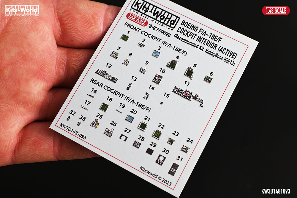 Kits-World KW3D1481093 F/A-18E/F Hornet Cockpit Interior Set 1:48
