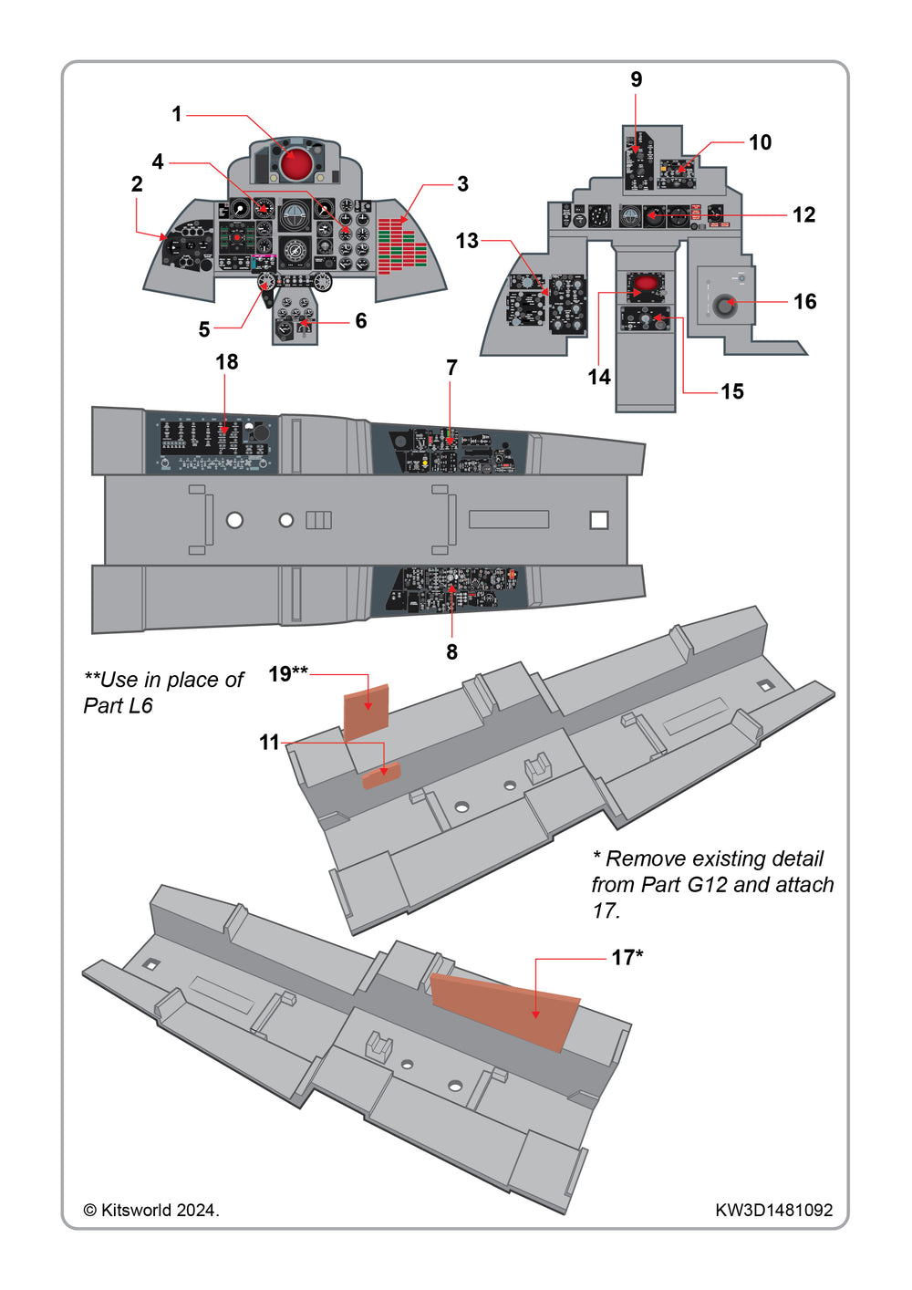 Kits-World KW3D1481094 F-4B Phantom II Cockpit Interior Set 1:48