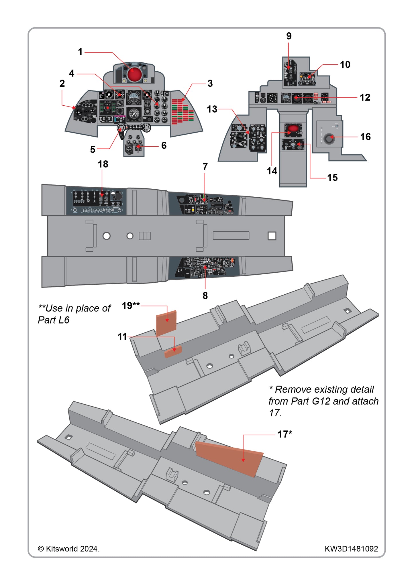 Kits-World KW3D1481094 F-4B Phantom II Cockpit Interior Set 1:48