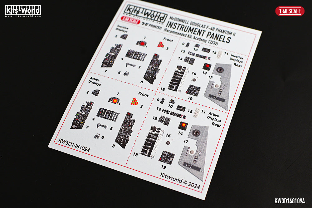 Kits-World KW3D1481094 F-4B Phantom II Cockpit Interior Set 1:48