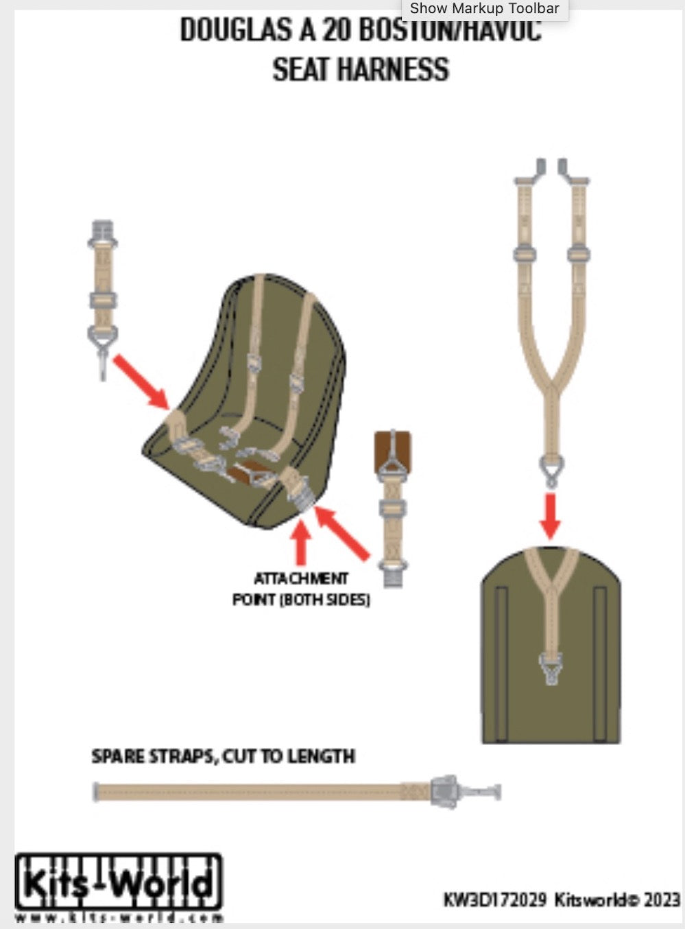 Kits-World KW3D172029 Douglas A-20/Boston 3D Seat Belt Set 1:72