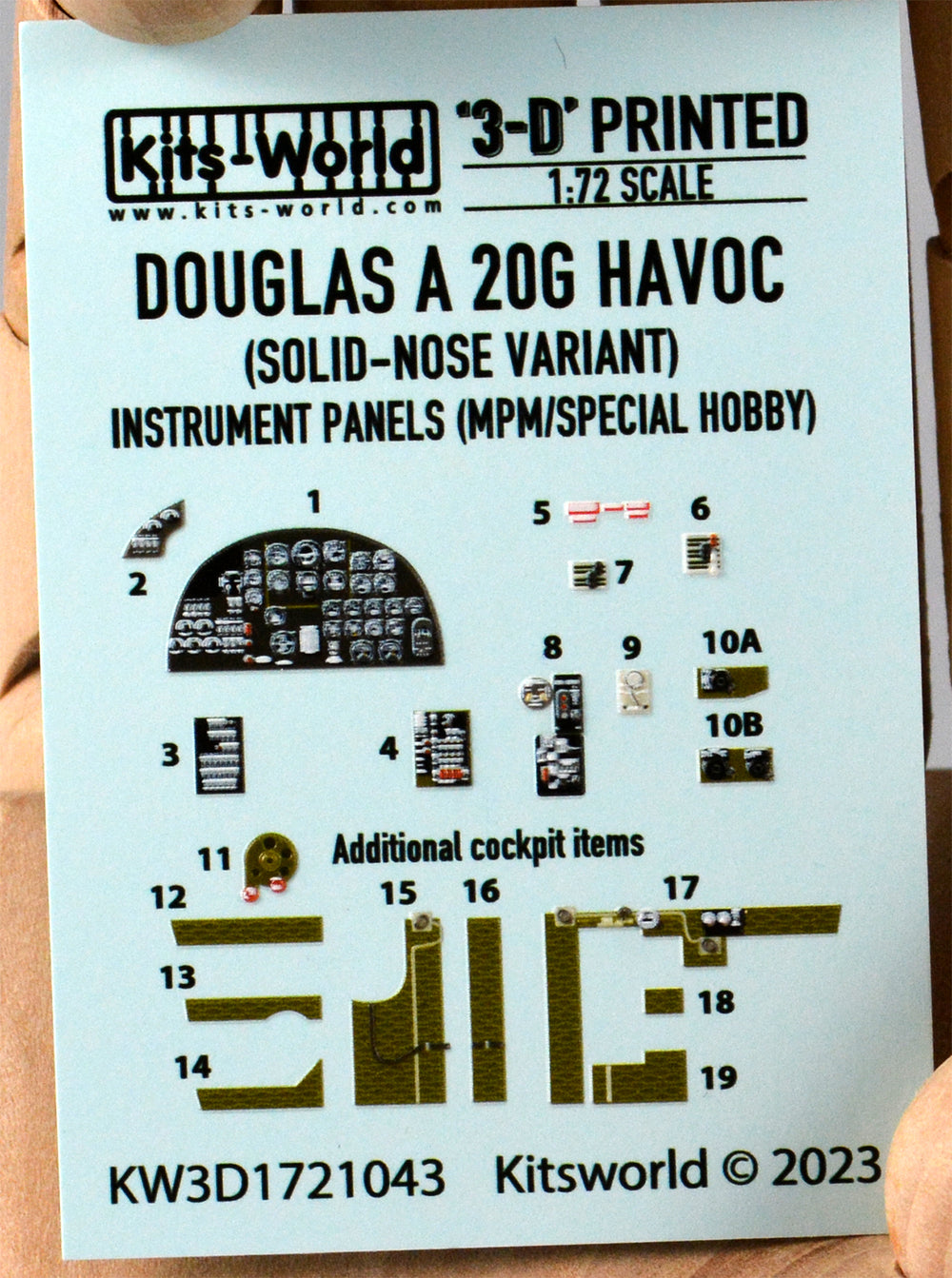 Kits-World KW3D1721043 Douglas A-20G Havoc 3D Interior Cockpit 1:72