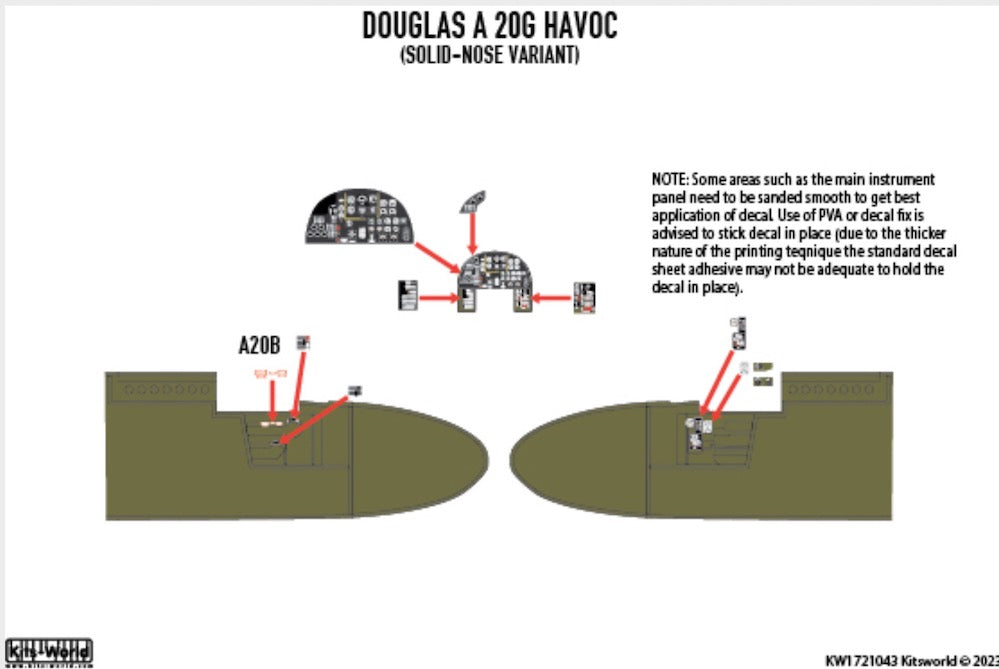 Kits-World KW3D1721043 Douglas A-20G Havoc 3D Interior Cockpit 1:72