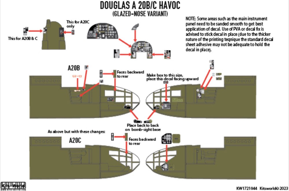 Kits-World KW3D1721044 Douglas A-20B/C Havoc 3D Interior Cockpit 1:72
