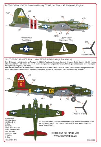 Kits-World KW148086 B-17F Sweet and Lovely 381BG 1:48