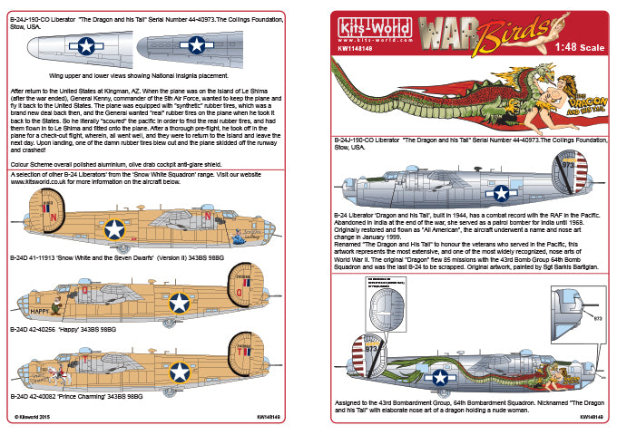 Kits-World KW148149 B-24J Liberator Dragon and his Tail 1:48