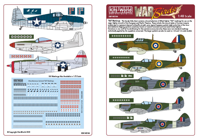 Kits-World KW148194 Various Generic 'Kill' Markings 1:48