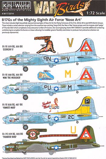 Kits-World KW172014 1:72 B-17G Flying Fortress Nose Art from the Mighty 8th