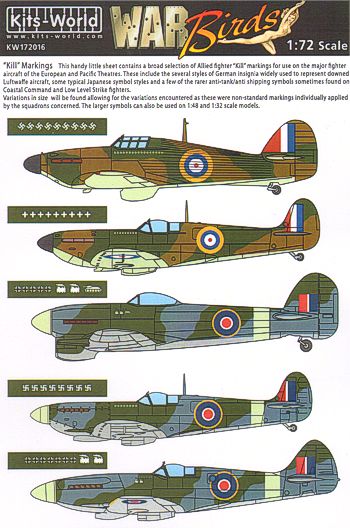 Kits-World KW172016 Allied Kill Markings Swastikas/Hinomarus 1:72