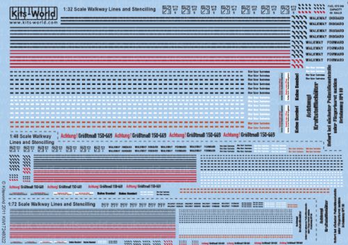 Kits-World KW74322 Walkway Lines and Stencilling Red/Black/White