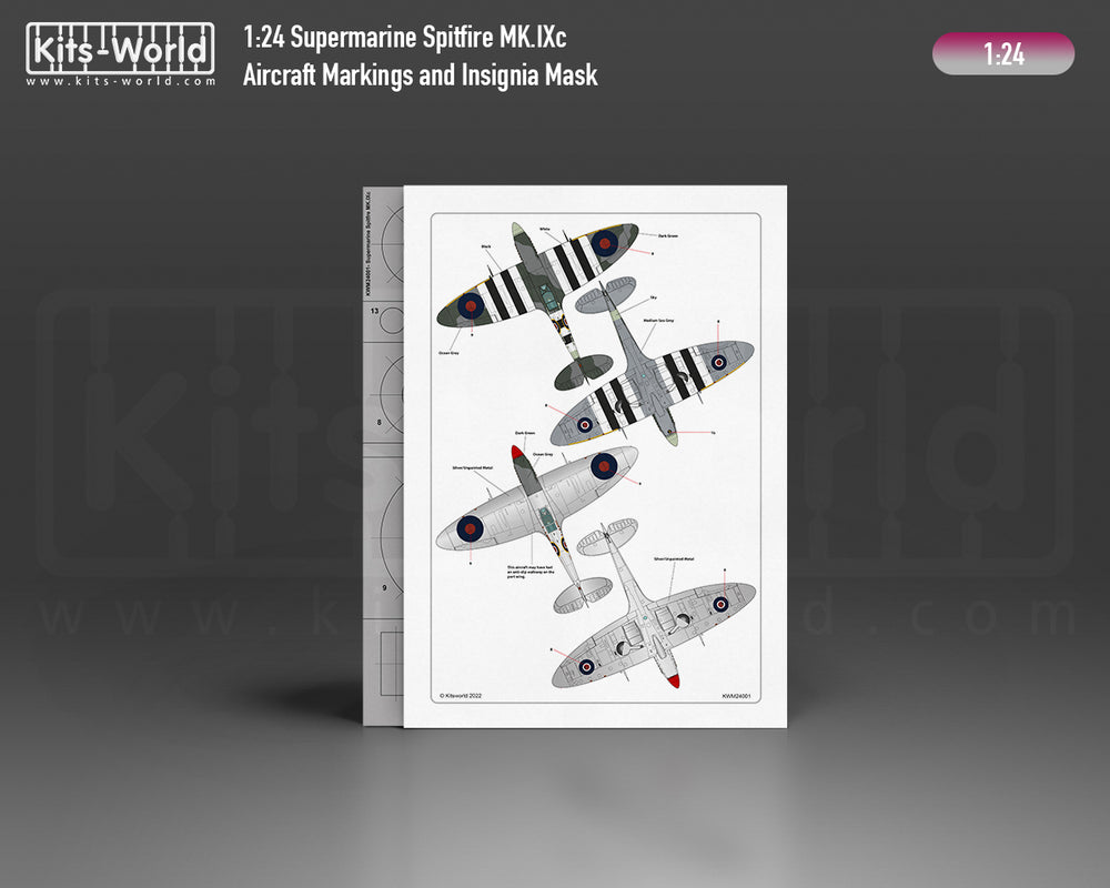 Kits-World KWM124001 Spitfire Mk.IXc Stencil Masks FU-Z 1:24