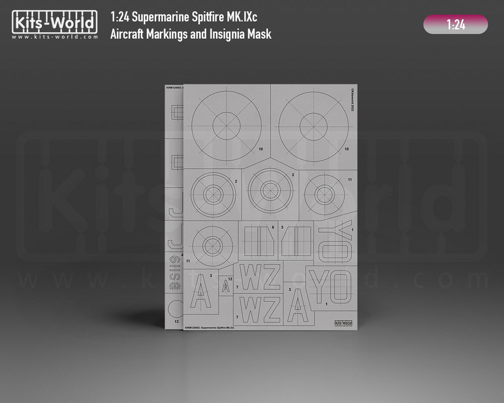 Kits-World KWM124002 Spitfire Mk.IXc YO-A Stencil Masks 1:24