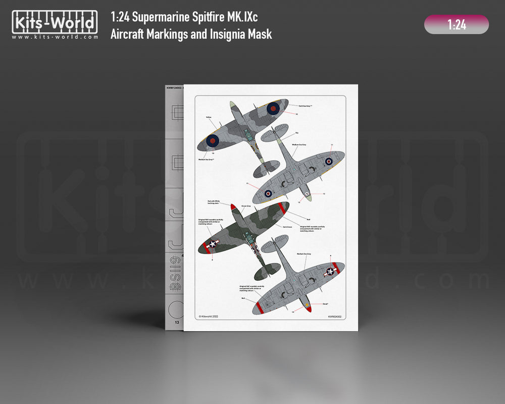 Kits-World KWM124002 Spitfire Mk.IXc YO-A Stencil Masks 1:24