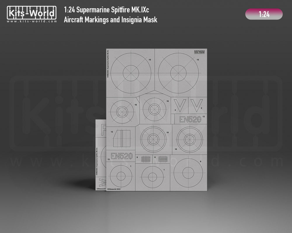 Kits-World KWM124003 Spitfire Mk.IXc No. 16 Sqn Stencil Masks 1:24
