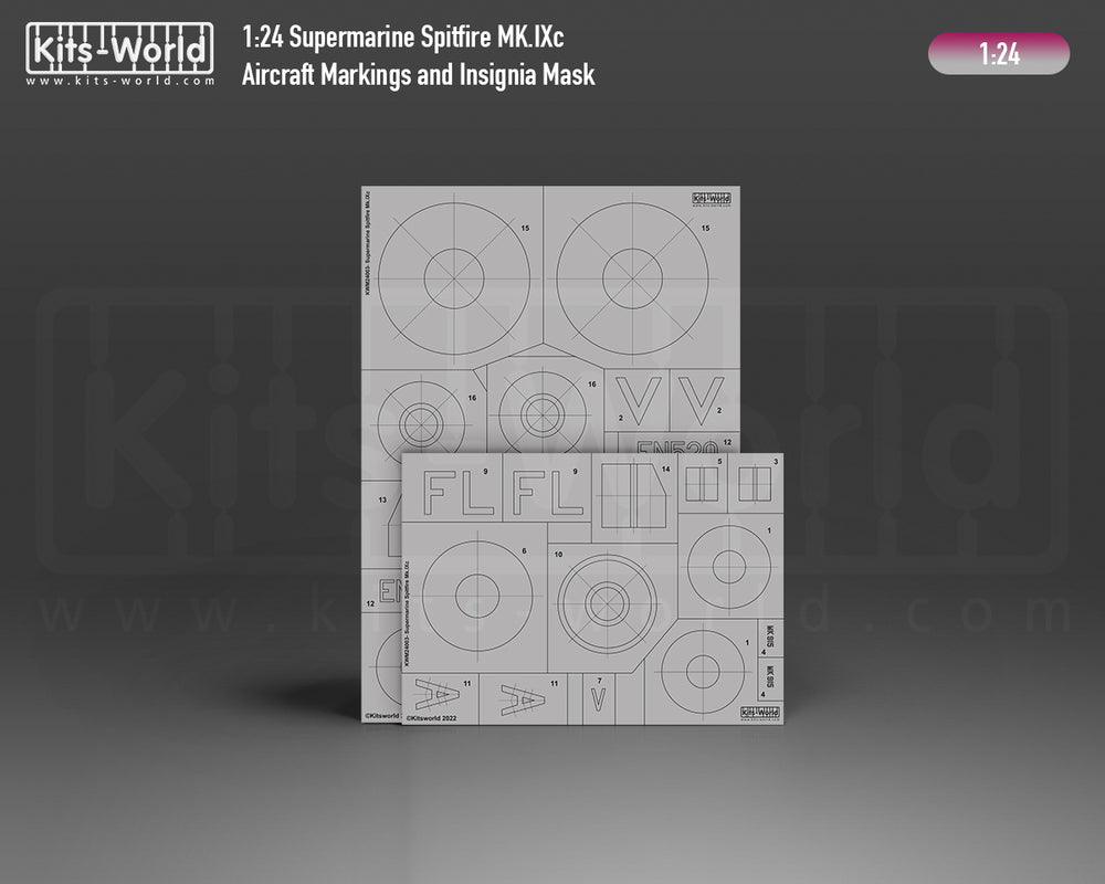 Kits-World KWM124003 Spitfire Mk.IXc No. 16 Sqn Stencil Masks 1:24